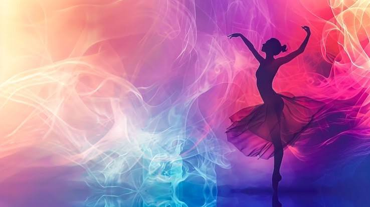 Dynamic dancer mid-air during energetic choreography in dramatic studio lighting